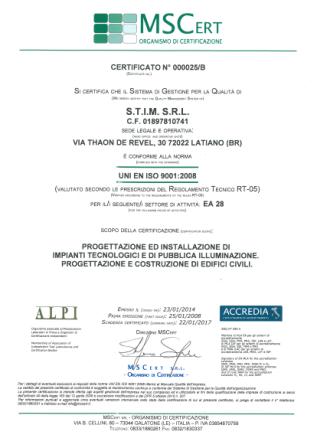 CERTIFICATO_25B_S.T.I.M._S.R.L._gennaio_2014